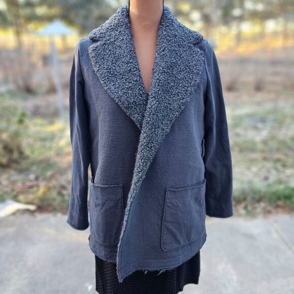 James Perse Los Angeles Sherpa Trimmed Shawl Collar Womens Jacket Size M - Picture 2 of 12